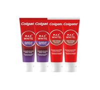 Colgate - Pack découverte Antitaches - Purple et Café - Révèle des dents plus blanches instantanément* - Élimine jusqu'à 100% des taches de surface* - Doux pour l'émail au quotidien - lot 4 x 75ml