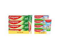 Colgate - Pack Dentifrice Kids 4x50ml & Chlorophyle 4x75ml