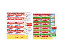 Colgate - Pack Dentifrice Total Active Blancheur 12x75ml & Kids 12x50ml