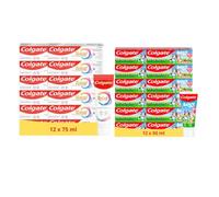 Colgate - Pack Dentifrice Total Active Complet 12x75ml & Kids Bluey 12x50ml