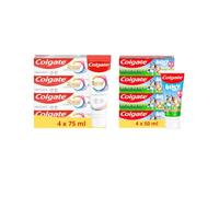 Colgate - Pack Dentifrice Total Active Complet 4x75ml & Kids Bluey 4x50ml