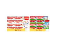 Colgate - Pack Dentifrice Total Active Complet 8x75ml & Kids Bluey 8x50ml