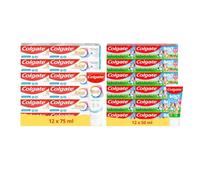 Colgate - Pack Dentifrice Total Active Émail 12x75ml & Kids Bluey 12x50ml