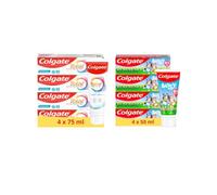 Colgate - Pack Dentifrice Total Active Émail 4x75ml & Kids Bluey 4x50ml