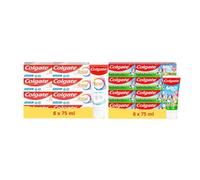 Colgate - Pack Dentifrice Total Active Émail 8x75ml & Kids Bluey 8x50ml
