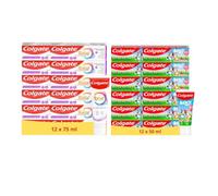 Colgate - Pack Dentifrice Total Active Gencives 12x75ml & Kids 12x50ml