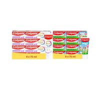 Colgate - Pack Dentifrice Total Active Gencives 8x50ml & Kids Bluey 8x75ml