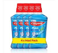 Colgate Plax Lot de 4 bains de bouche à la menthe fraîche avec protection contre la plaque 24h/24, 7j/7, bain de bouche sans alcool** avec fluorure, bain de bouche végétalien, lot de 4, bouteilles de