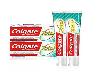 Colgate Total Plus Dentifrice Fraîcheur saine 2 x 75 ml - Nettoyage des dents pour une bouche saine et 12 heures de protection proactive* - Nettoie les dents, les gencives, les joues et la langue
