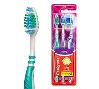 Colgate Zig Zag Lot de 3 brosses à dents manuelles, poils souples, portée interdentaire
