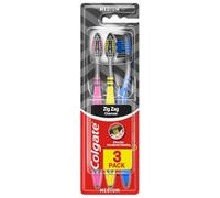 Colgate ZigZag Lot de 3 brosses à dents Noir Taille M