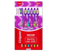 Colgate ZigZag Lot de 6 brosses à dents pour nettoyage dentaire profond Inter Poils en zigzag multi-angles Taille M