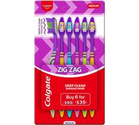 Colgate Zigzag Lot De 6 Brosses À Dents Pour Nettoyage Interdentaire Profond Avec Poils Multi - Angles En Zigzag Taille M