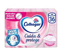 Colhogar Lot de 36 rouleaux de papier toilette 3 x 12 cm avec technologie Odor Block, neutralise les mauvaises odeurs, 3 couches, rose et parfum frais
