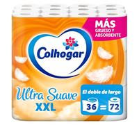 Colhogar Ultra doux XXL x60 - équivalent à 120 rouleaux - 2 couches - 100% sans parfum - Blanc - Paquet de 60 rouleaux extra larges (5 x 12)