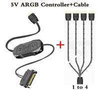 COl'hyMOON AR-1 RVB Contrôleur Câble 5V 3 Broches 3pin à SATA ARGB Mini Contrôleur HUB Adaptateur pour PC Ventilateur De Refroidissement Bande Lumineuse--Adapter with Cable
