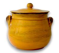 Colì, Casserole bombée en Terre Cuite avec Couvercle, faitout Artisanal, Jaune, diamètre 20 cm