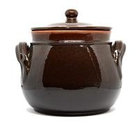 Colì, Casserole bombée en Terre Cuite avec Couvercle, faitout Artisanal, Marron, diamètre 20 cm