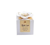 Colias Wing Lot de 20 boîtes à bonbons carrées avec motif floral blanc et doré - Pour mariage, anniversaire, fête - Taille L