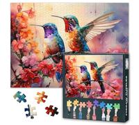 Colibri 1000 pièces Puzzles pour adultes Colibri assis sur une branche de Sakura Jigsaw Puzzles pour Art Mural Oiseaux et Floraison Sakura Intelligence Puzzle pour Famille Jeux d'intérieur 50 cm x 70