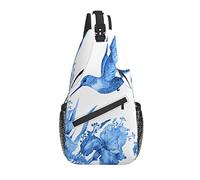 Colibri à Fleurs d'iris Bleu Sac bandoulière, Sac à bandoulière décontracté pour Homme et Femme