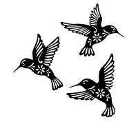 Colibri Art Mural - Décoration De Jardin En Fer Forgé, Décorations De Clôture Extérieure | Ensemble De Colibris En Métal 3 Pièces, Art Moderne Noir Pour La Maison, Patio, Patio, Dor