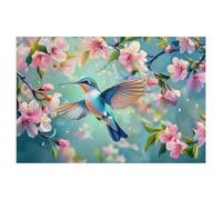 Colibri au Printemps，1000 Pièces, Jouet De Puzzle en Bois d'art Abstrait, Jeu De Famille Difficulté Défi Puzzle（75x50cm）-AG98