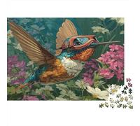 Colibri avec des Lunettes Puzzle 1000 Pièces Faune Sauvage Défiant, pour Adultes Jeux Éducatifs, Cadeau Et Décoration Idéale 52x38cm/1000pcs