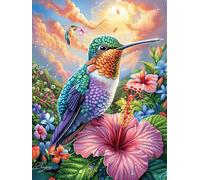 Colibri avec une fleur d'hibiscus 1000 Pièces Puzzle Amateur D'Art En Carton Anti-Déchirure Faune sauvage et animaux de compagnie Difficile Niveau Expert Décoration Murale Salon Idée Cadeau Saint Vale