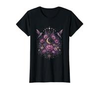 Colibri céleste Lune Fleur Lotus Mystique Violet T-Shirt Graphique avec Valeur, Femme, Noir, M