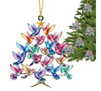 Colibri Décoration De Noël,Art d'Oiseau Attrape-Soleil pour Arbre de Noël | Décoration Pendentif d'art Mural 2D - pour Mur Patio Porches Porte Cour Balcon Arrière-Cour Cuisine Chambre