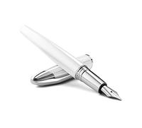 Colibri Equinox Stylo |Laque blanche métallique | Stylo de luxe | Taille moyenne | Pince à ressort avec plumes Bock | Livré dans une jolie boîte cadeau pour hommes et femmes
