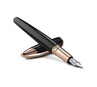 Colibri Equinox Stylo |Laque noire et finition or rose | Stylo de luxe | Taille moyenne | Pince à ressort avec plumes Bock | Livré dans une jolie boîte cadeau pour hommes et femmes