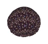 Colibri et fleurs épanouies impression bonnet de douche élastique réutilisable femmes bonnet de bain double couche bonnet de douche étanche, pour salon de spa pour dames