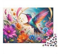 Colibri Fleur Ciel 1000pcs Mini Puzzle pour Famille Difficile | 52x38cm Carton Décor Salon Structure Durable Cadeau Anniversaire Soulagement Anxiété