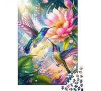 Colibri Fleur Feuille 1000pcs Mini Puzzle pour Famille Cadeau | 52x38cm Carton Décoration De Salon Coupe Précise Cadeau D'anniversaire Relaxation D'esprit