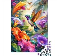Colibri Fleur Papillon 1000pcs Mini Puzzle pour Famille Difficile | 52x38cm Carton Décor Salon Structure Durable Cadeau Anniversaire Soulagement Du Stress