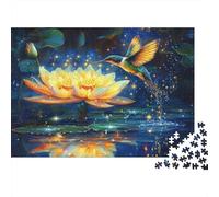 Colibri près de Lotus Puzzle 1000 Pièces Cadeau Unique intéressant Jeu Éducatif Challenge Toy À De Qualité Supérieure Peinture Art pour Adultes Et Enfants 52x38cm/1000pcs