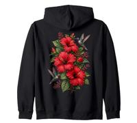 Colibri Rouge Hibiscus Floral Jardin Tropical Sweat à Capuche