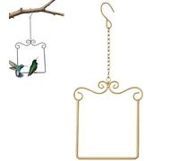 Colibri se balançant sur son perchoir, balançoire colibri avec cadre en métal avec cheville en bois et crochet de suspension, perchoir d'extérieur pour jardin, terrasse, pelouse (doré, 1 pièce)