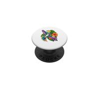 Colibri se Tourne à côté d'une grappe de Fleurs Sauvages PopSockets PopGrip Adhésif