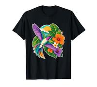 Colibri se Tourne à côté d'une grappe de Fleurs Sauvages T-Shirt