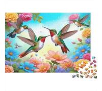 Colibris à Bloom Puzzle 1000 Pièces Standard Adultes Décoration Murale Défi pour Adulte Stimulation Cérébrale Amazon’s Choice Carton Résistant 38x26cm/1000pcs