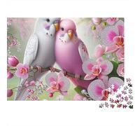 Colibris et Fleurs 1000 Pièces Amour Oiseau Puzzle pour Adultes Carton sans Odeur Anti-Stress pour S'amuser Stimuler l'esprit avec Affiche Guide 52x38cm/1000pcs