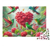 Colibris et Fleurs 1000 Pièces Cœur Floral Puzzle pour Adultes Carton sans Odeur Anti-Stress pour S'amuser pour Adolescents 14+ Édition Limitée 38x26cm/1000pcs