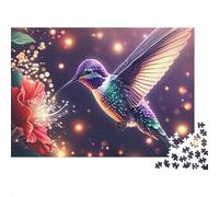Colibris et Fleurs 1000 Pièces étincelle Hum Puzzle pour Adultes Qualité Premium Anti-Stress Stimuler l'esprit pour Adolescents 14+ avec Affiche Guide 52x38cm/1000pcs