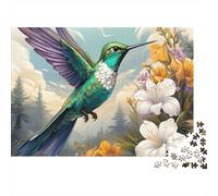 Colibris et Fleurs 1000 Pièces Hum Blanc Puzzle pour Adultes Carton sans Odeur Anti-Stress pour S'amuser pour Passionnés pour Collectionner 52x38cm/1000pcs