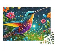 Colibris et Fleurs 1000 Pièces Hum étoilé Puzzle Adulte Impression HD Anti-Stress pour S'amuser pour Adolescents 14+ sans Reflets sans Défaut 38x26cm/1000pcs