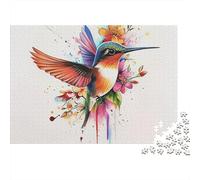 Colibris et Fleurs 1000 Pièces Oiseau d'eau Puzzle Adulte Impression HD Anti-Stress Stimuler l'esprit pour Débutants Livraison Rapide avec Affiche Guide 38x26cm/1000pcs