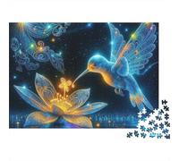 Colibris et Fleurs 1000 Pièces Oiseau néon Puzzle Adulte Impression HD Anti-Stress Stimuler l'esprit pour Passionnés pour Cadeaux Corporatifs 52x38cm/1000pcs